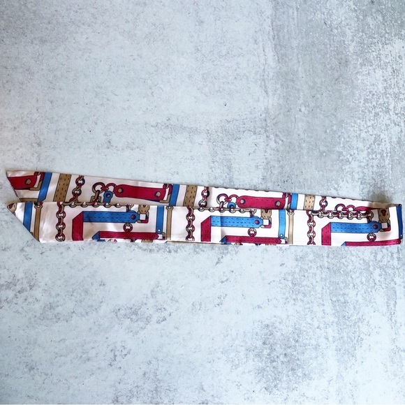 Purse Twilly Narrow Patterned Scarf Red - Picture 4 of 6